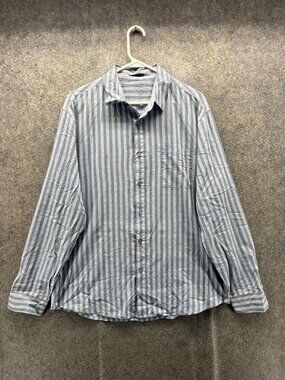 Elie Tahari Shirt Womens XL / XXL Blue Check Button Front Long Sleeve Cotton Top